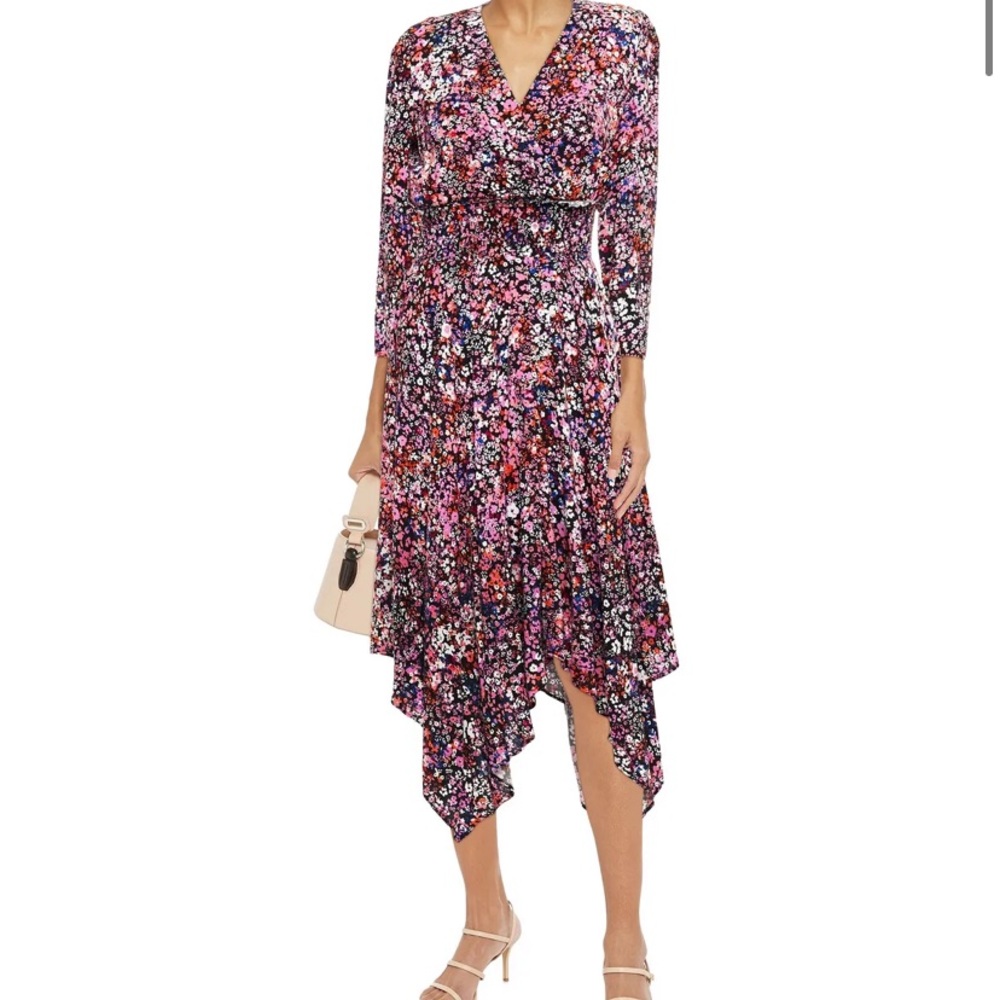 Maje Asymmetric Wrap Floral Woven Dress